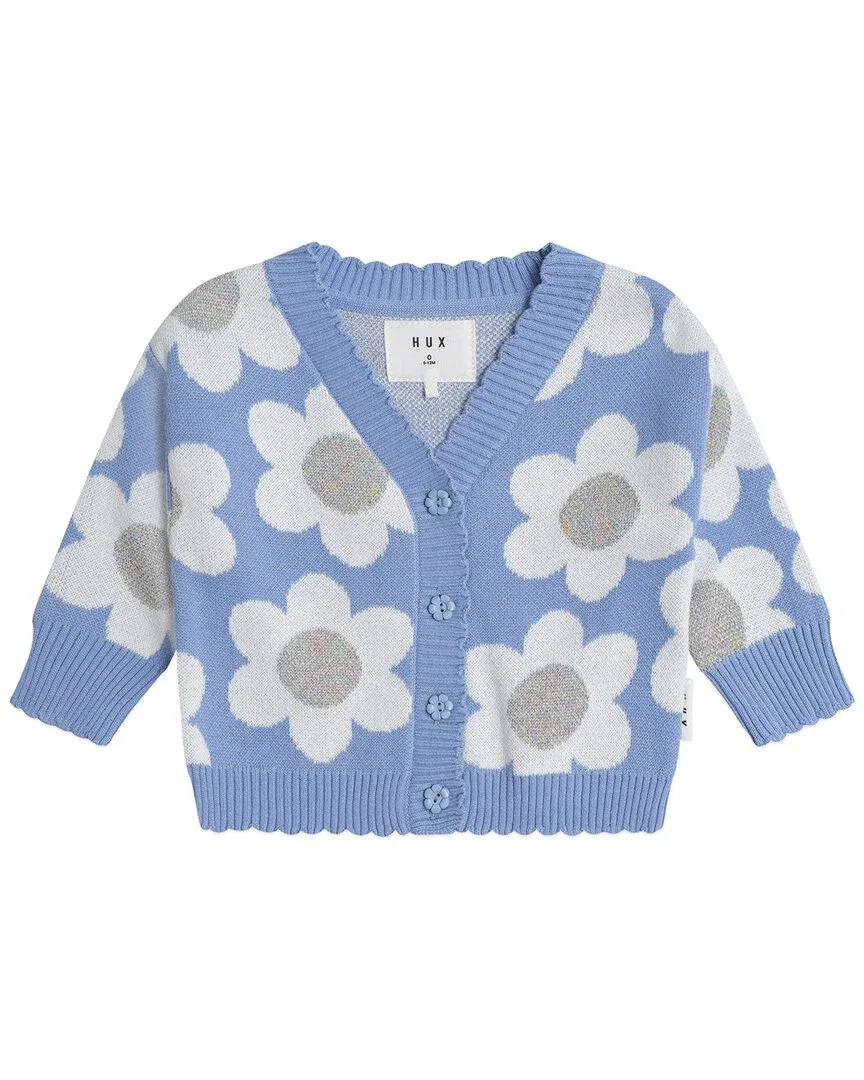 Детский кардиган для девочек с принтом Daisy Scalloped Huxbaby, синий