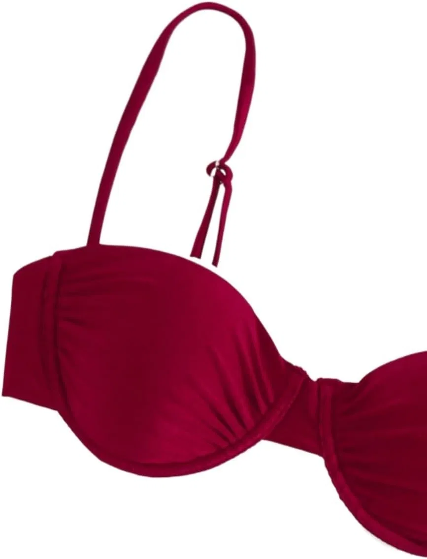 Женский бикини-сет с завышенной талией Push Up, Burgundy — фото 3