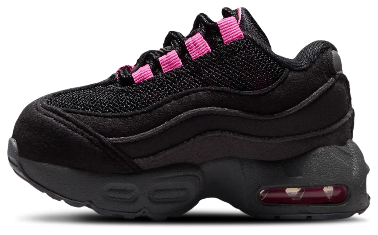Детские кроссовки для мальчиков с амортизацией Air Max 95 Nike, Cool Gray/Black/Playful Pink — фото 2