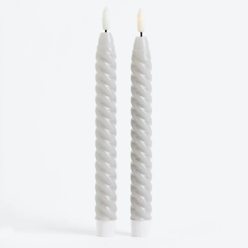 

Комплект свечей H&M Home Led Swirl, 2 предмета, светло-серый