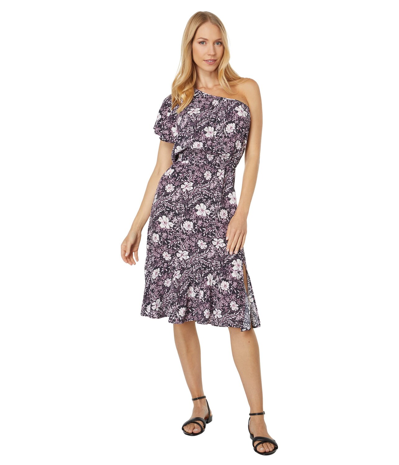 

Платье bobi Los Angeles, Printed Crepe One Shoulder Ruffle Dress
