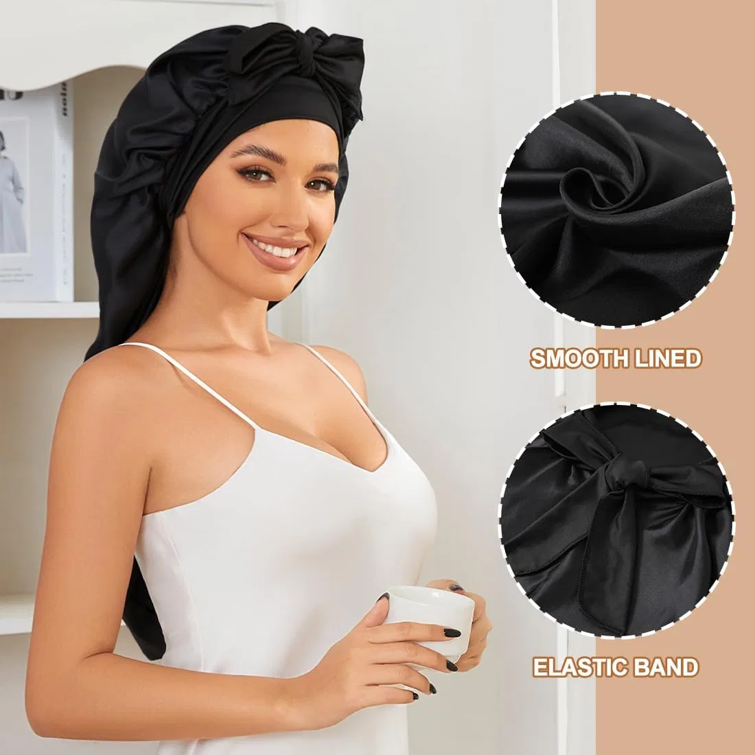 Шапочка для душа Satin Lined, Supaze, Black — фото 2
