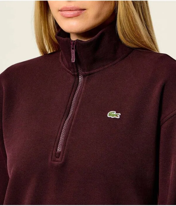 Флисовая кофта Lacoste Relaxed Fit, на молнии, Bordeaux — фото 4