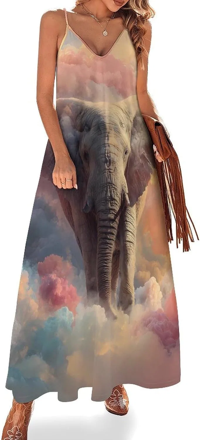 Женское макси-платье на бретелях с регулировкой Elephant in The Clouds, Style