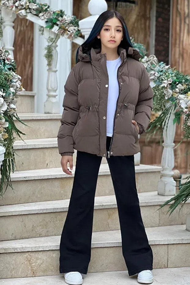 Детское зимнее пальто для девочек с капюшоном Zaziko Kids, Brown — фото 2
