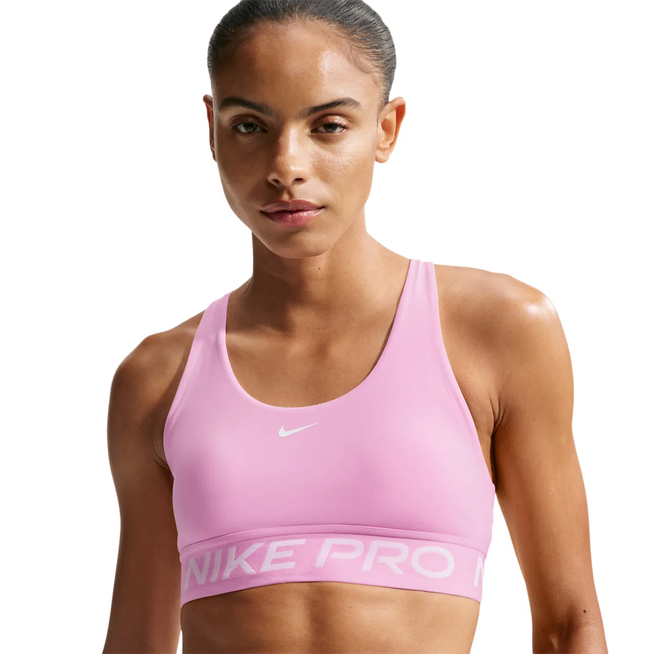Женский спортивный бюстгальтер с легкой поддержкой Nike Pro Dri-FIT 365 LS Bra, Pink Rise/White