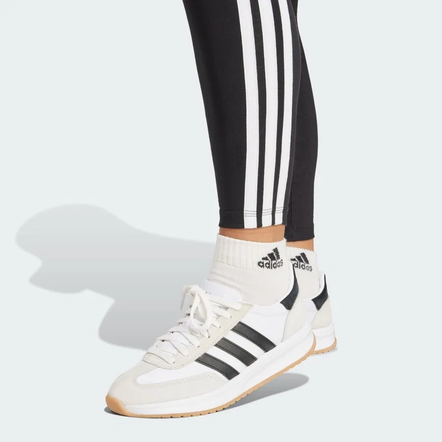 Леггинсы спортивные с 3 полосами Sportswear JE0072 Essentials 3-Stripes Cotton Leggings adidas, Черно-белый — фото 4
