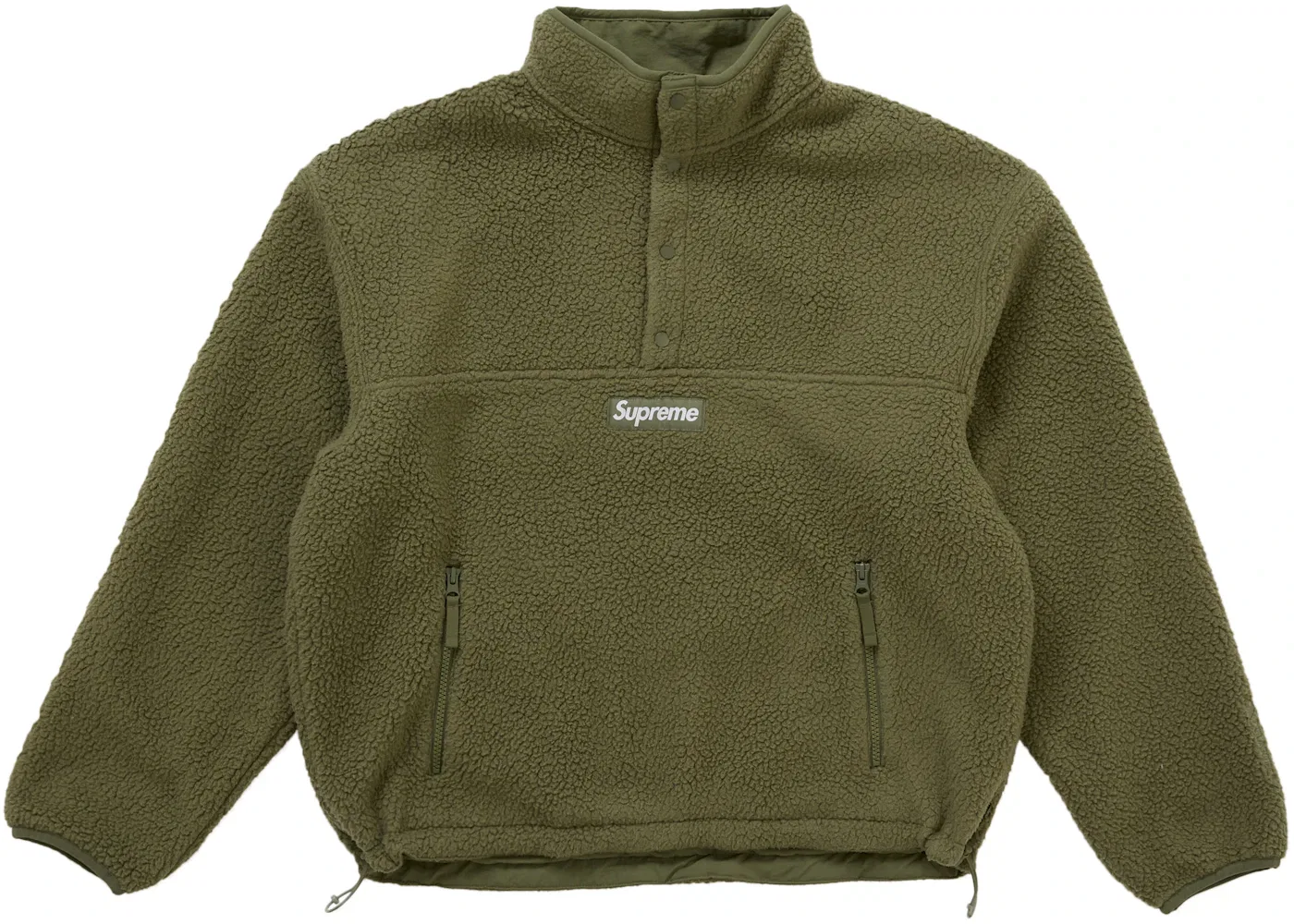 Мужской пуловер из шерпы с принтом Supreme Polartec Shearling Reversible Pullover FW25, Olive