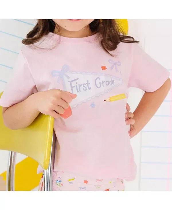 Детская футболка с принтом First Grade Pennant Sweet Wink, Ballet Pink — фото 3