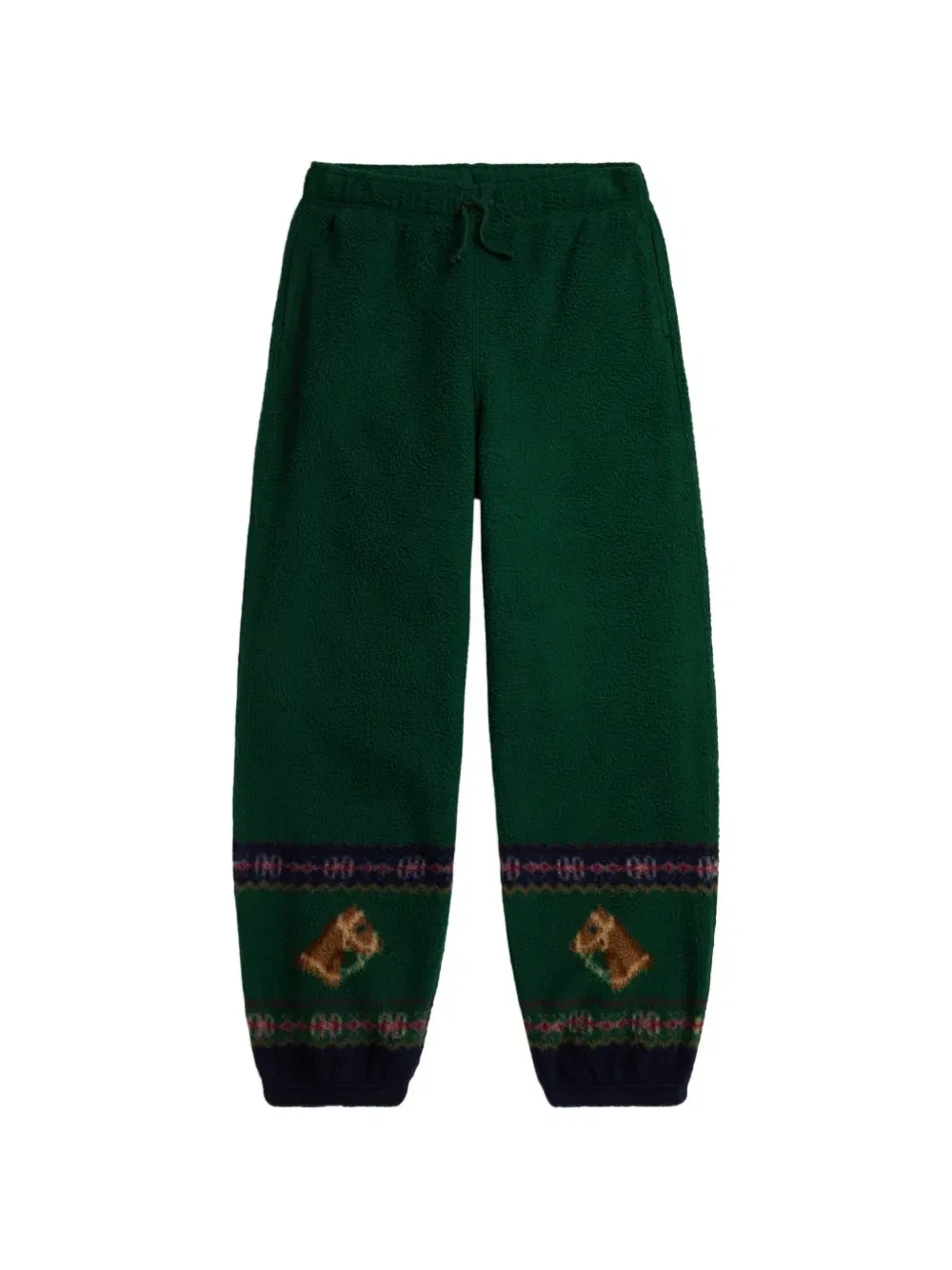Спортивные брюки с рисунком в технике интарсии Fair Isle с лошадью из флиса Polo Ralph Lauren Kids, зеленый