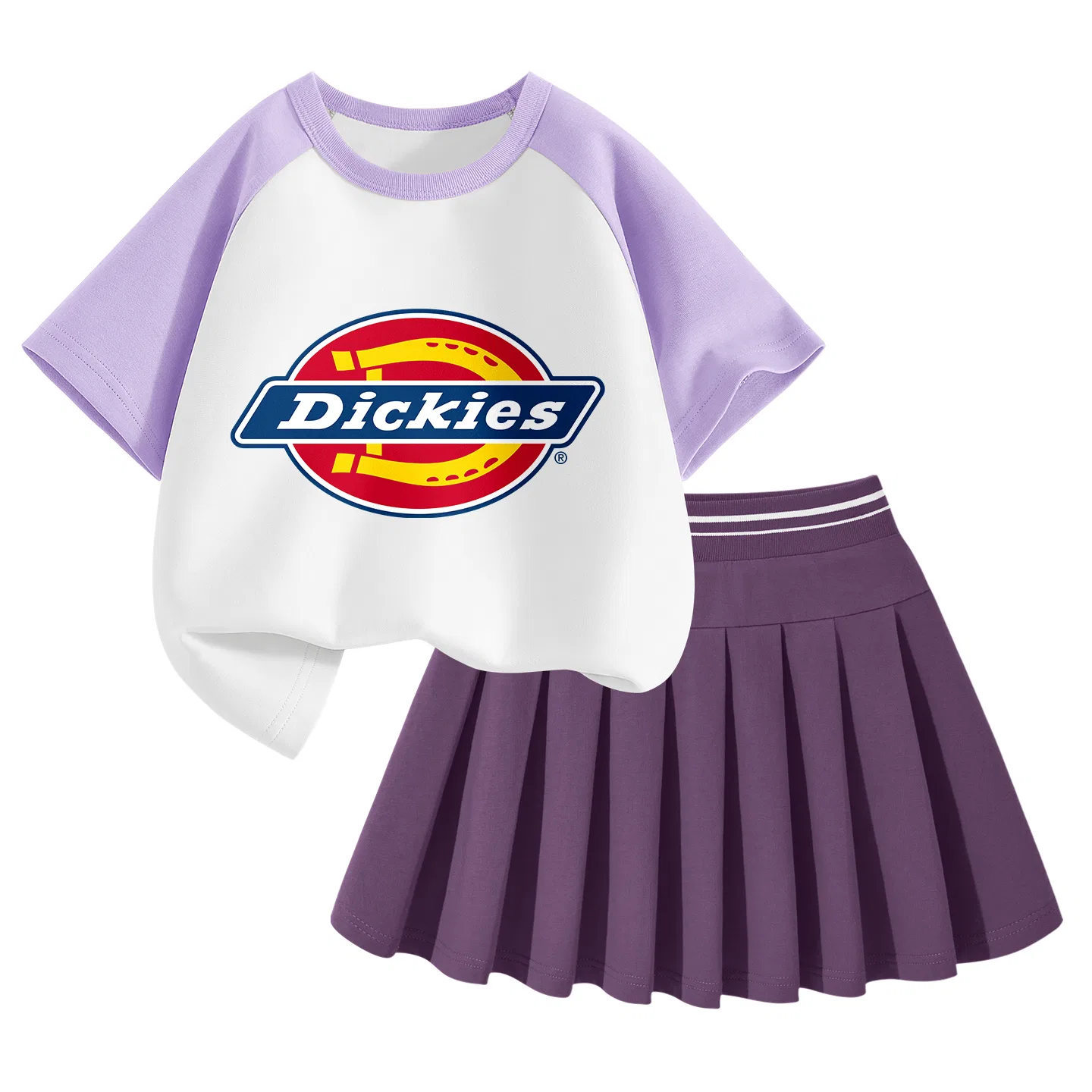 Детский комплект для девочек с юбкой Dickies, Standard Purple White+Solid Color Mu Purple