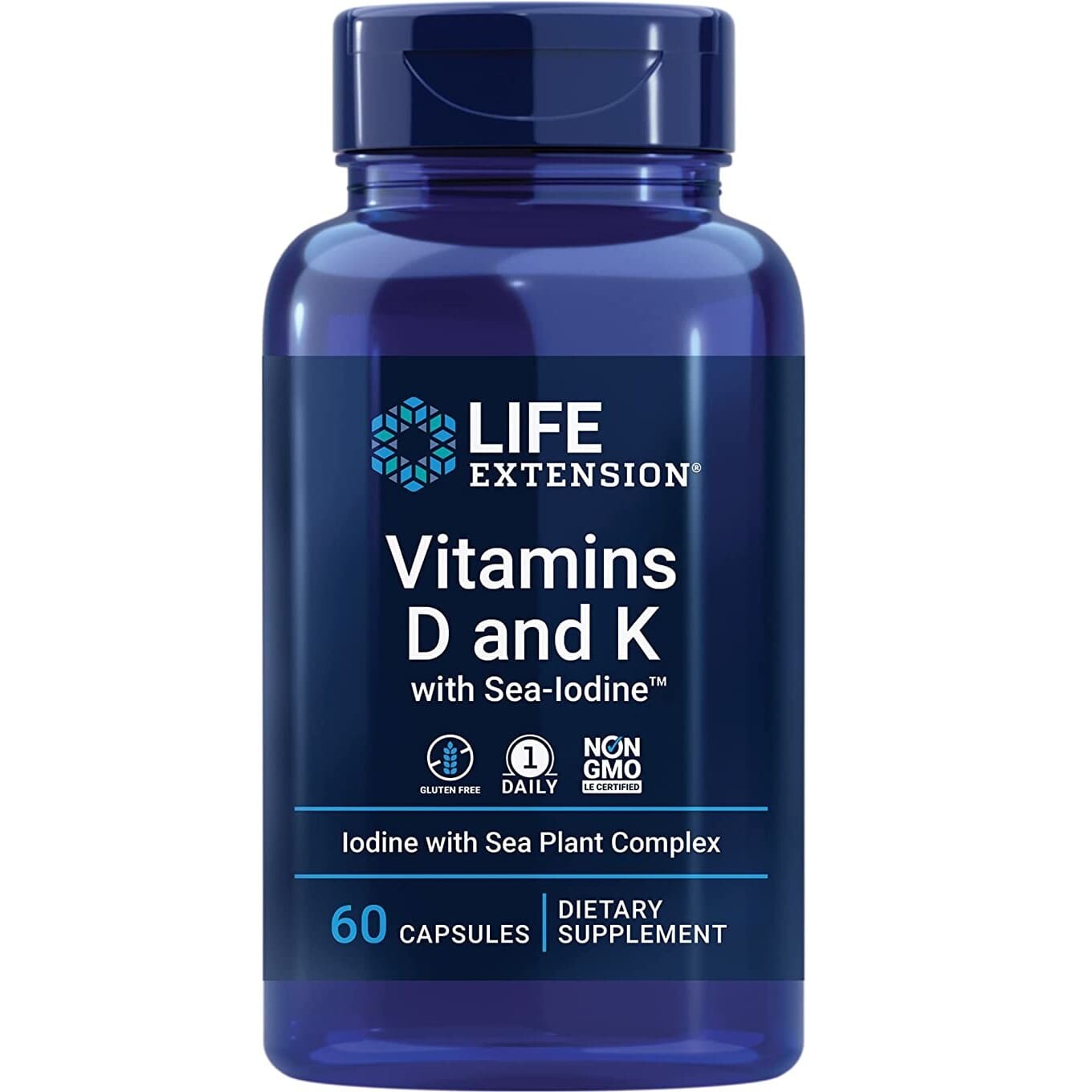 

Витамины D и К с морским йодом Life Extension, 60 капсул