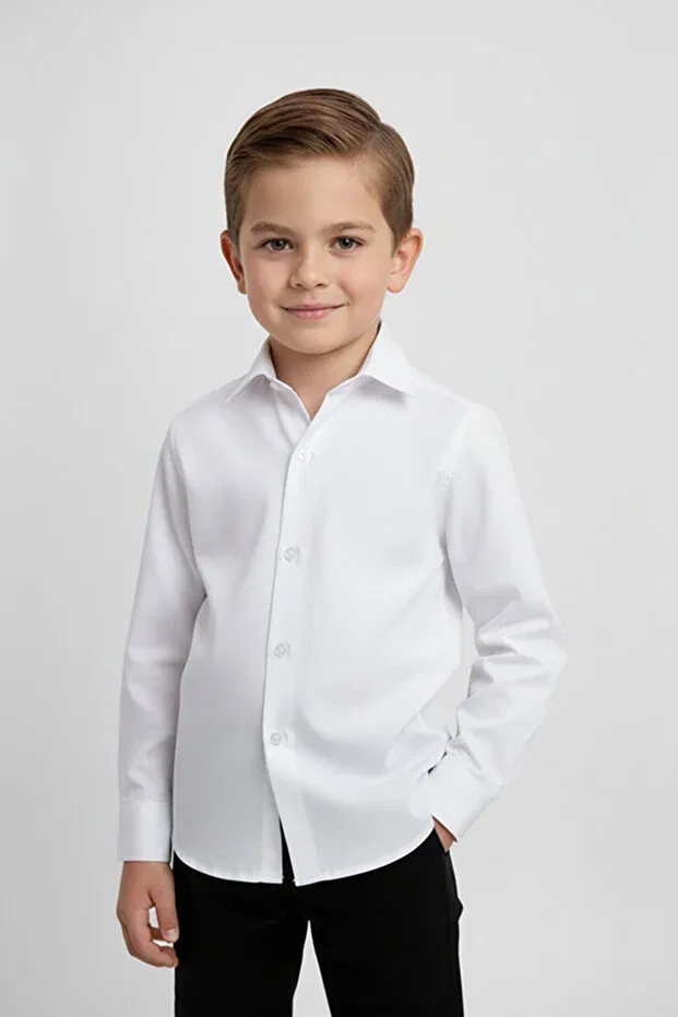 Детская рубашка с длинным рукавом Basics Merdia Kids, White