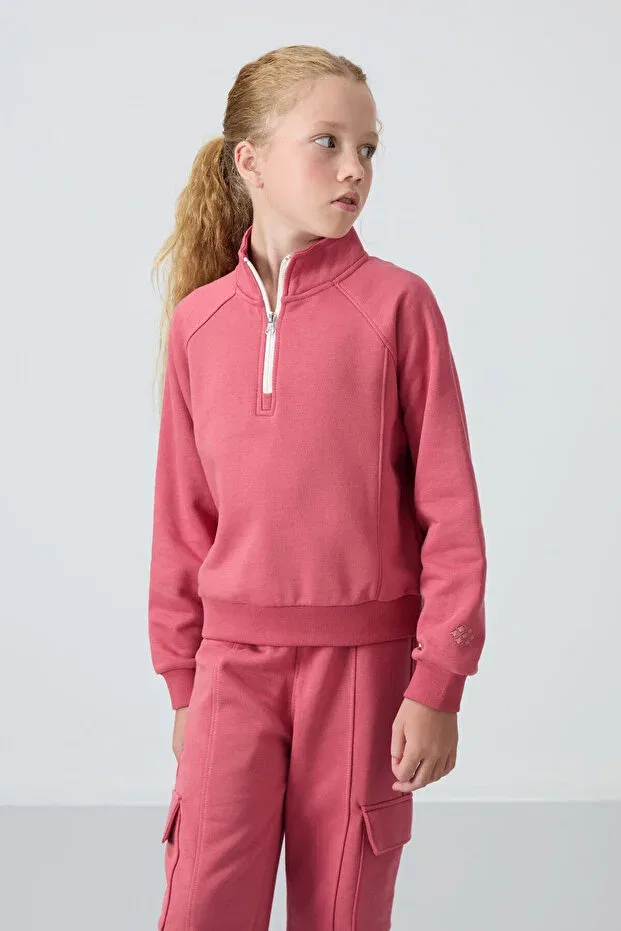 Детский спортивный костюм для девочек с вышивкой Wild rose cotton inside hairy soft textured standard fit embroidered girl's tracksuit set Tommy Life, Rhododendron/Rhododendron — фото 4