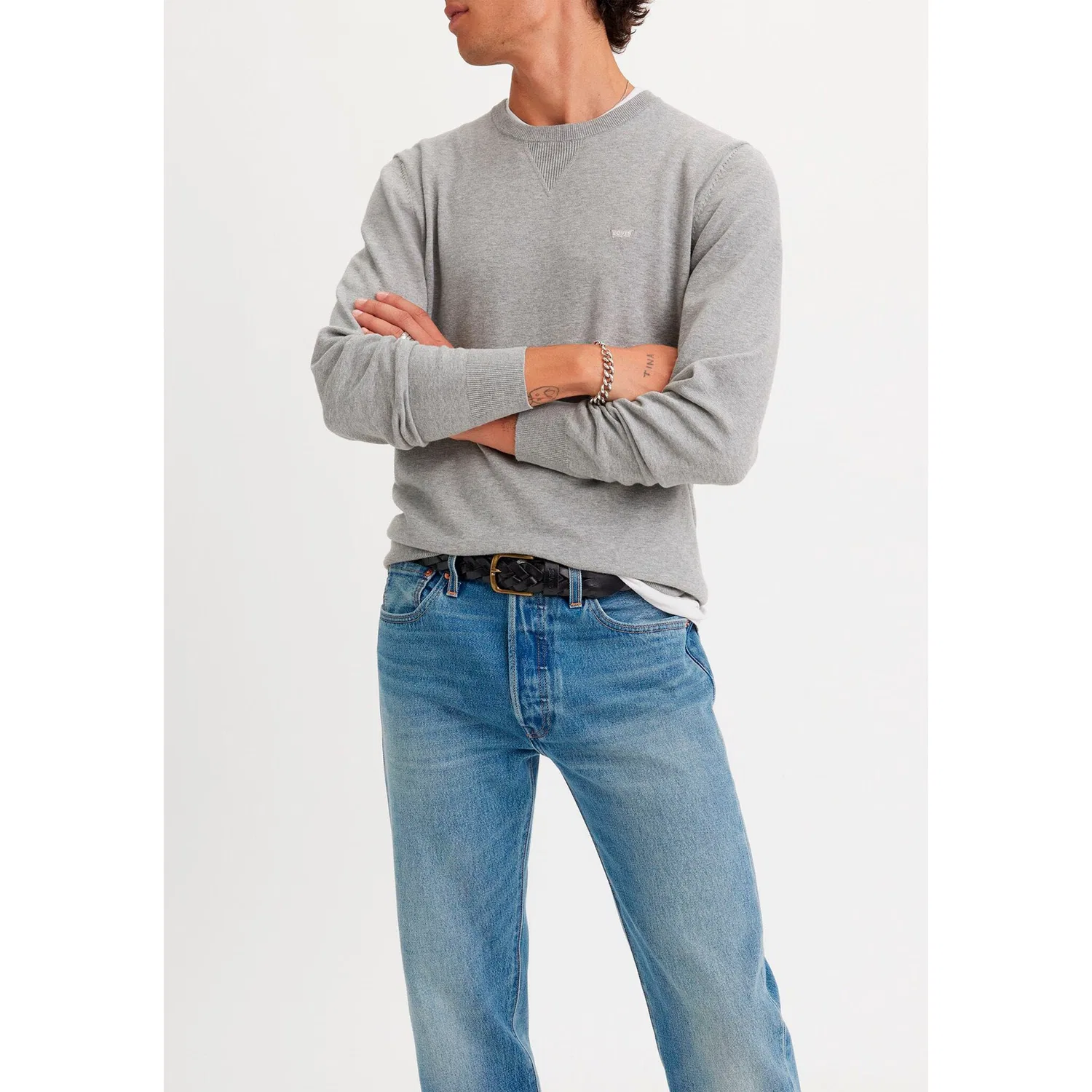 Мужской джемпер с круглым вырезом легкий Levi's, Mid Tone Grey Heather — фото 3