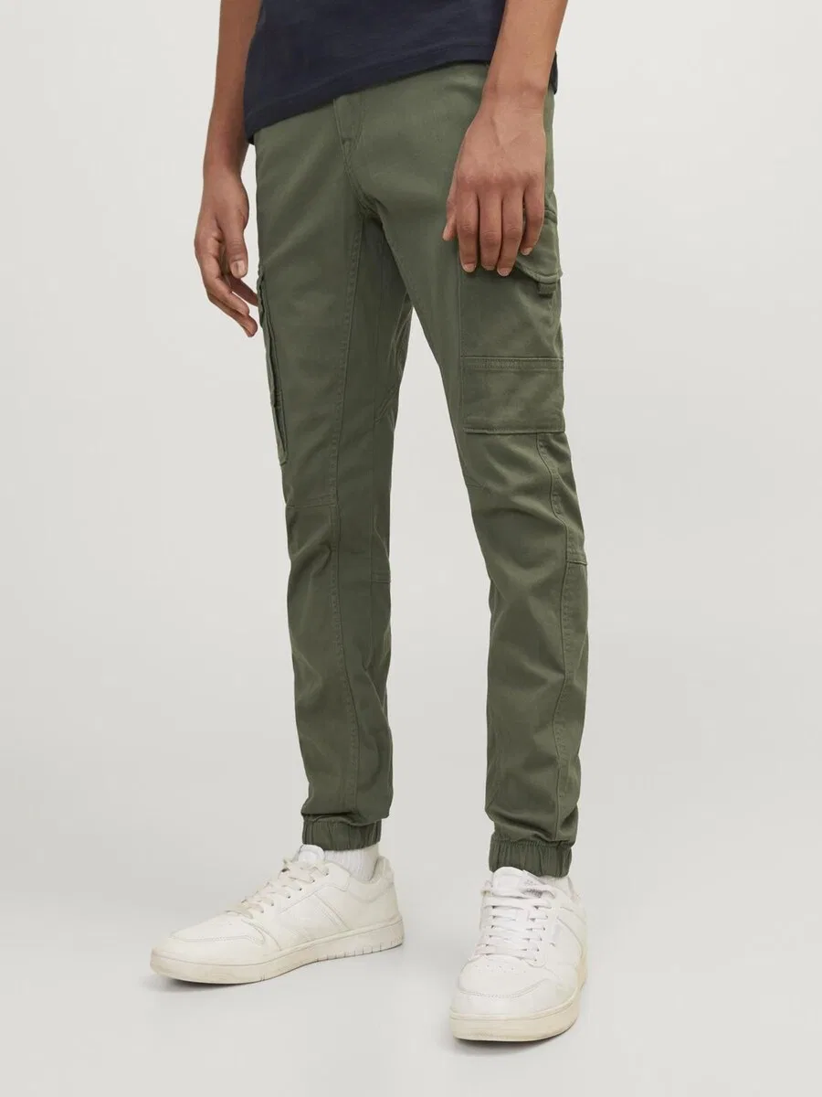 Зауженные брюки-мини 'Paul Flake' оливкового цвета Jack & Jones Mini — фото 3