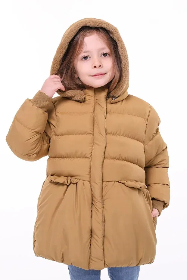 Детское пальто для девочек с капюшоном Benitto Kids, Brown