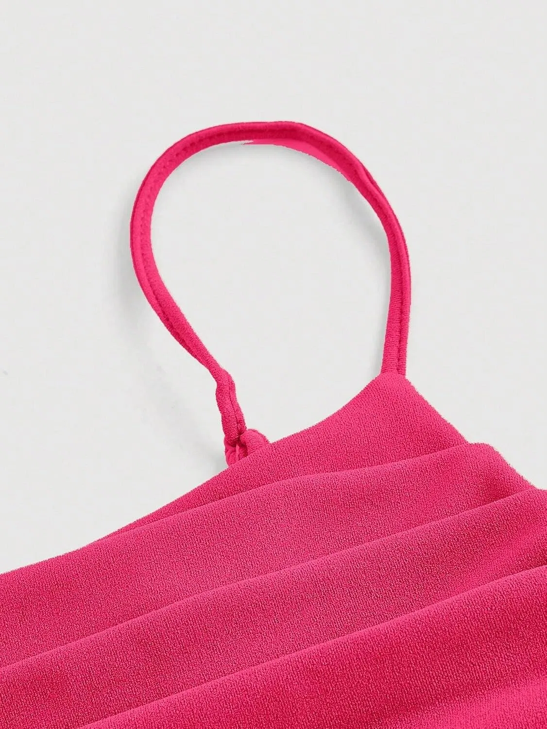 Женское летнее платье с рюшами и открытой спиной Generic, Hot Pink — фото 4