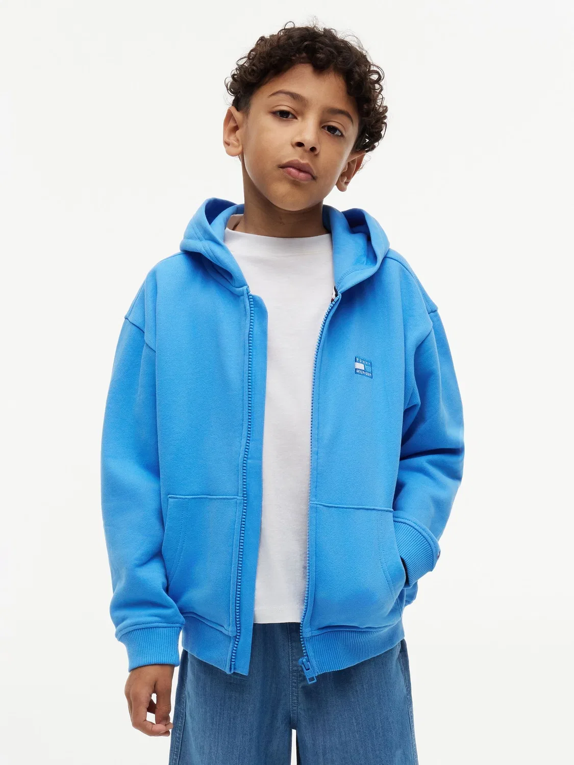 Толстовка на молнии, махровая Tommy Hilfiger, синяя
