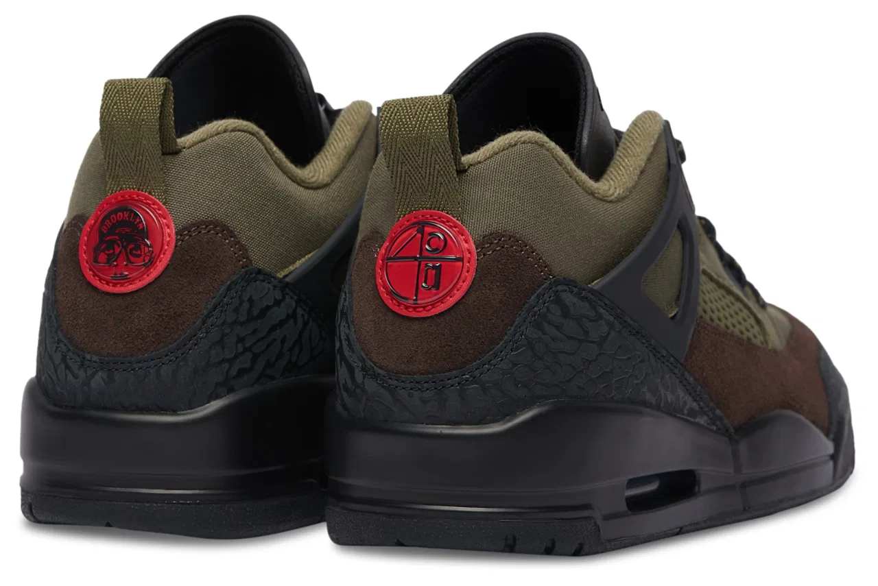 Кроссовки для мальчиков Spizike Low Jordan, цвет Medium Olive/University Red/Black — фото 3