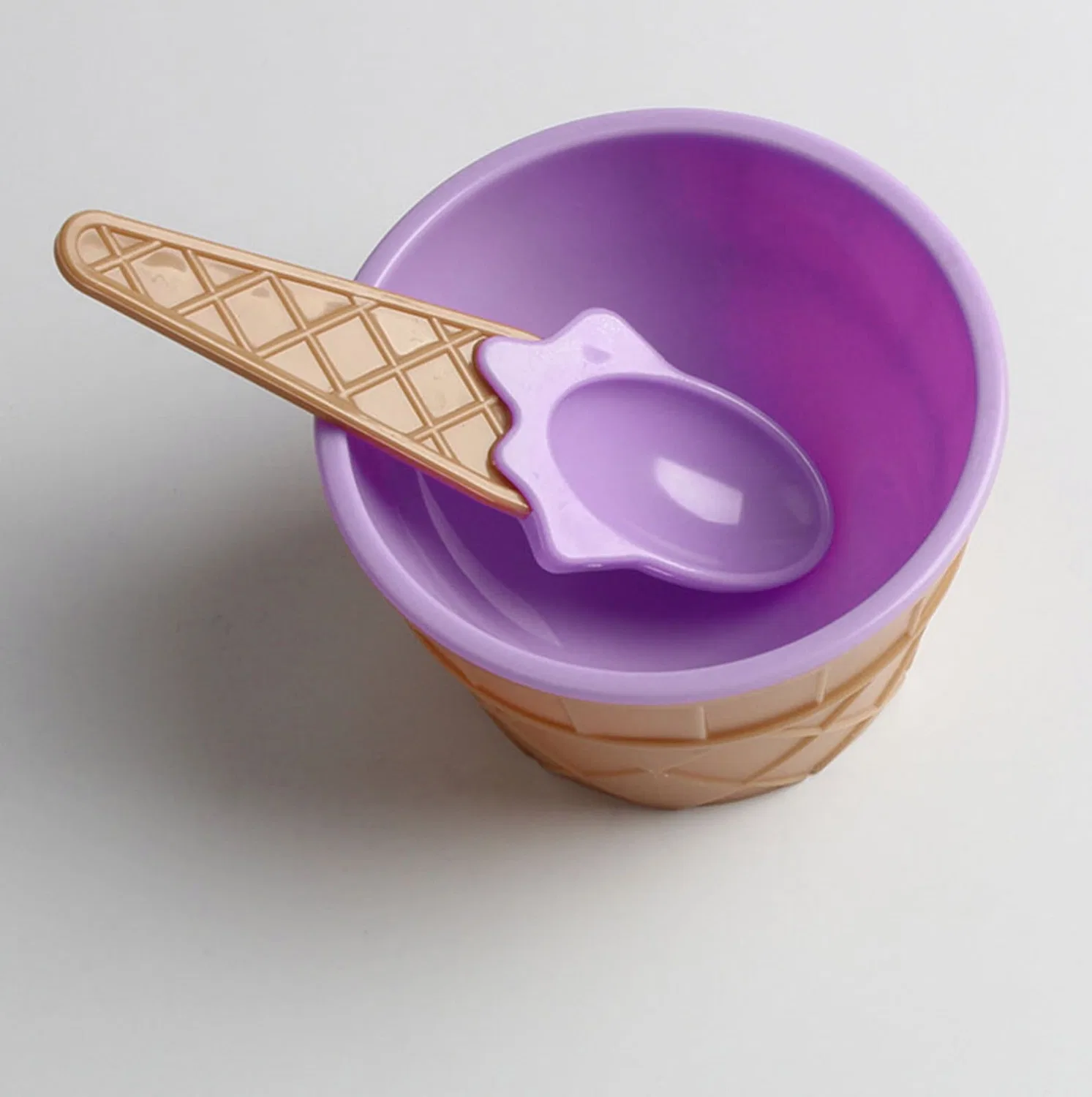 Набор детских мисок для мороженого с ложкой, 9.8x7 см, TuShiXin, Purple — фото 3