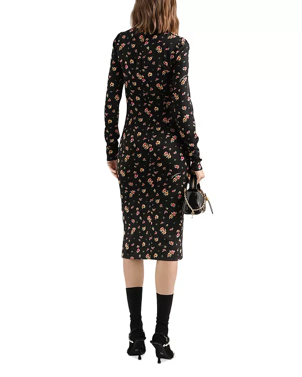 Женское платье миди с принтом Floral Print Charmeuse Midi Dress Dolce & Gabbana, Black Print — фото 2