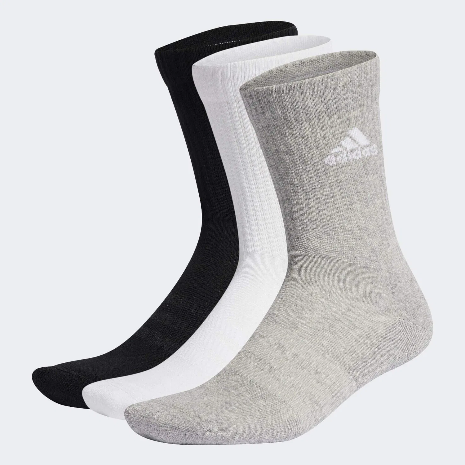 Мужские носки с амортизацией Cushioned Crew, 3 пары, Adidas, Цвет: Grau / Weiss / Schwarz — фото 2
