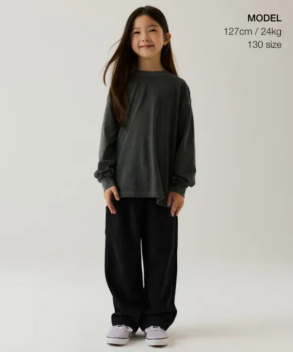 Футболка с длинным рукавом оверсайз пигментная, Musinsa Standard Kids, charcoal gray — фото 2
