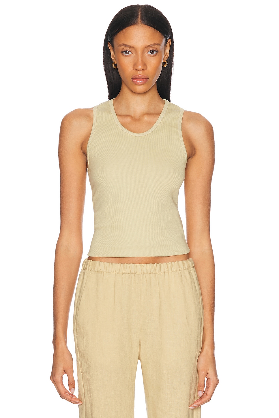 

Cotton Rib Scoop Tank Топ Enza Costa, Celadon