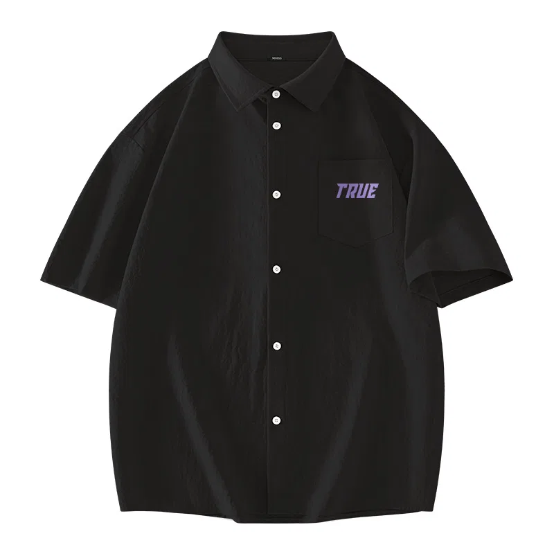 Детская рубашка с отложным воротником Ice Silk Cooling MINISO, Цвет White (Mystic Purple Future Chest Logo) — фото 3