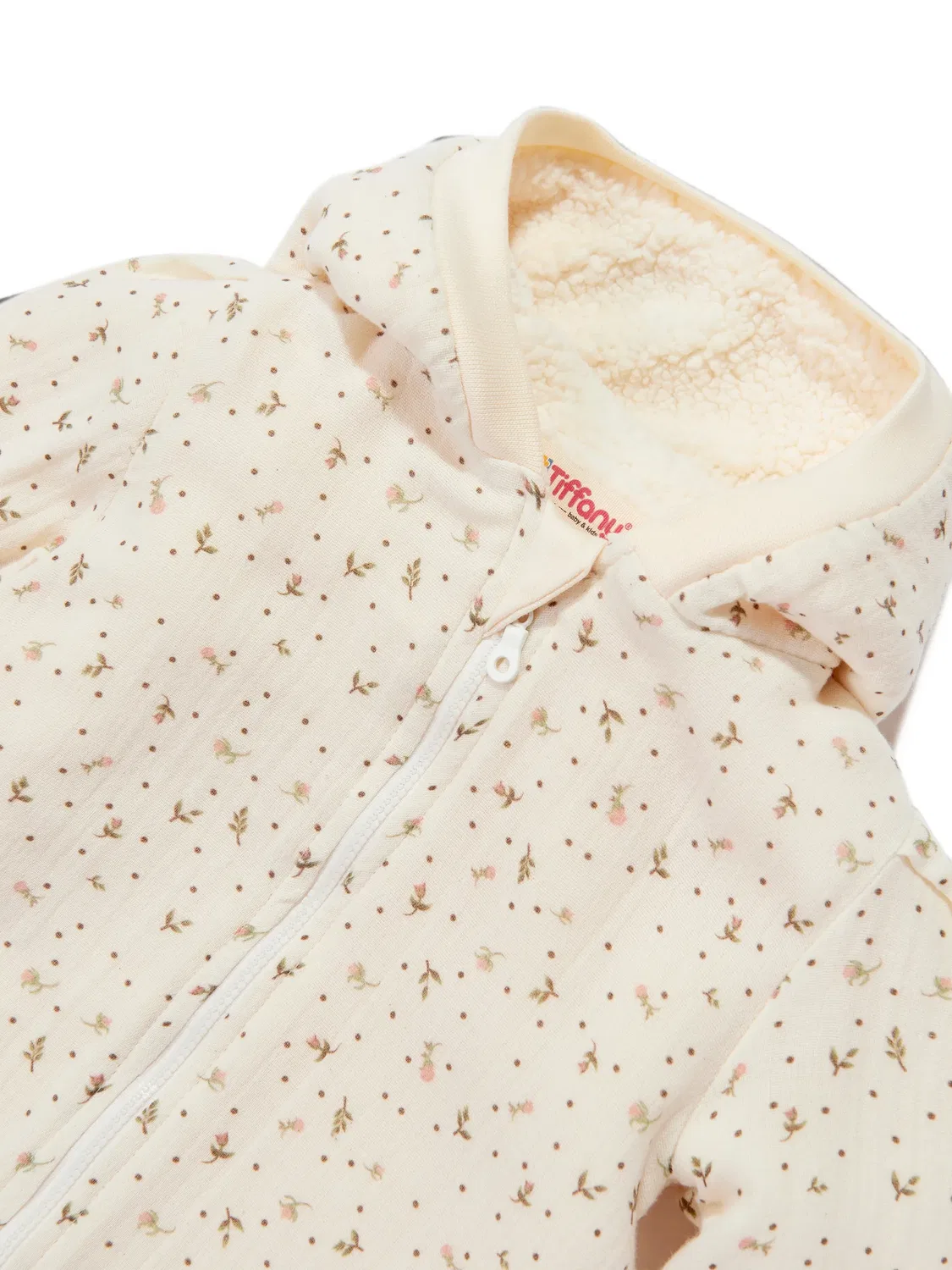 Комбинезон с капюшоном и цветочным принтом Tiffany Kids, нейтральные цвета — фото 3