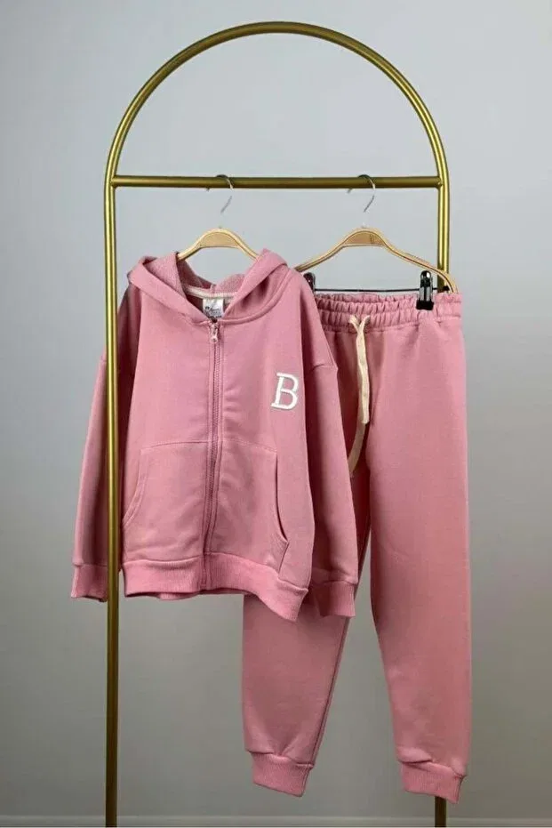 Детский комплект спортивного костюма на молнии с вышивкой Booni Jooni, Pink — фото 2