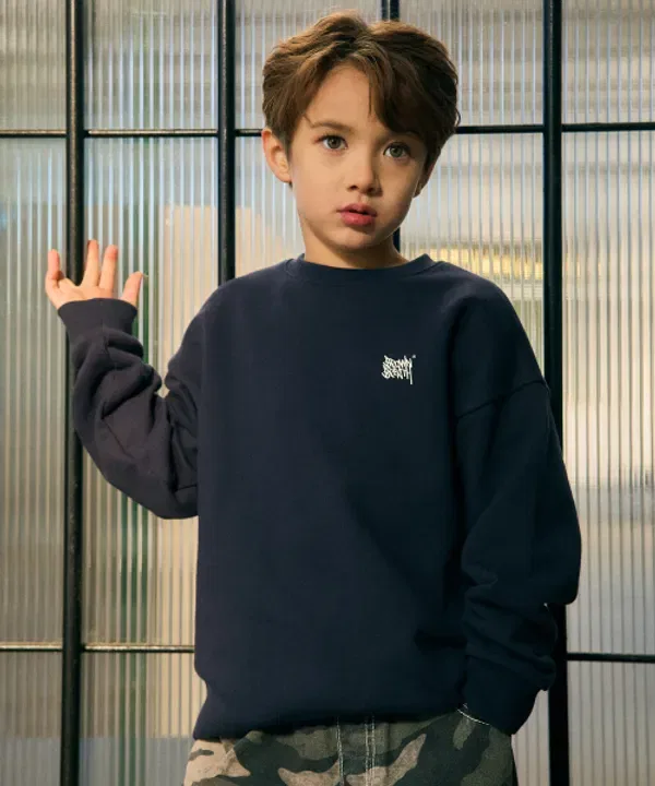 Свитшот детский с надписью, Kids tag crewneck Brownbreath Kids, navy