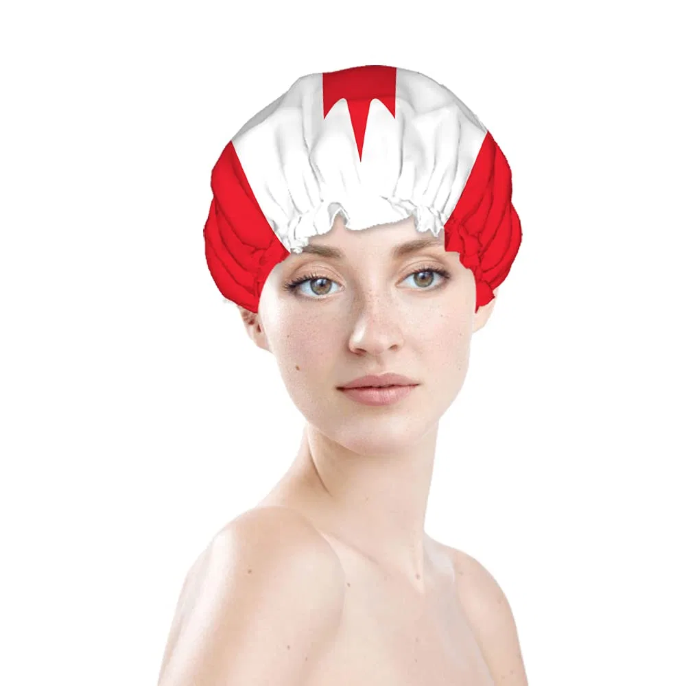 Шапочка для душа Canada Flag, Polyester, 4.3x10.6 дюйма, Lsjuee — фото 3