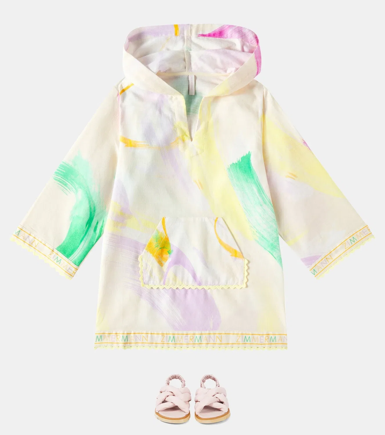 Пляжная накидка из хлопка Everley ZIMMERMANN Kids, белый — фото 2