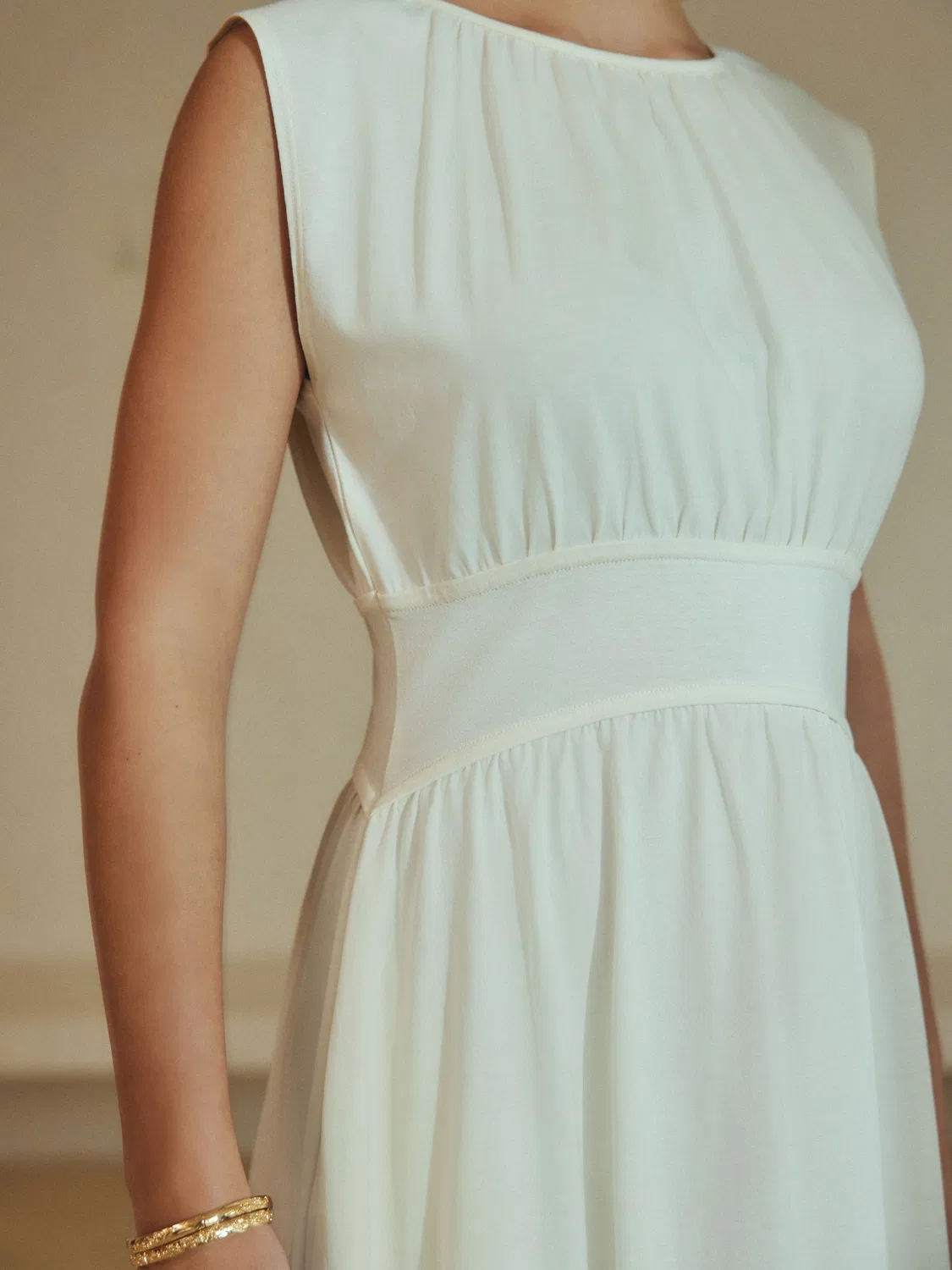 Платье миди хлопковое Cream Midi Dress Next, кремовый — фото 4