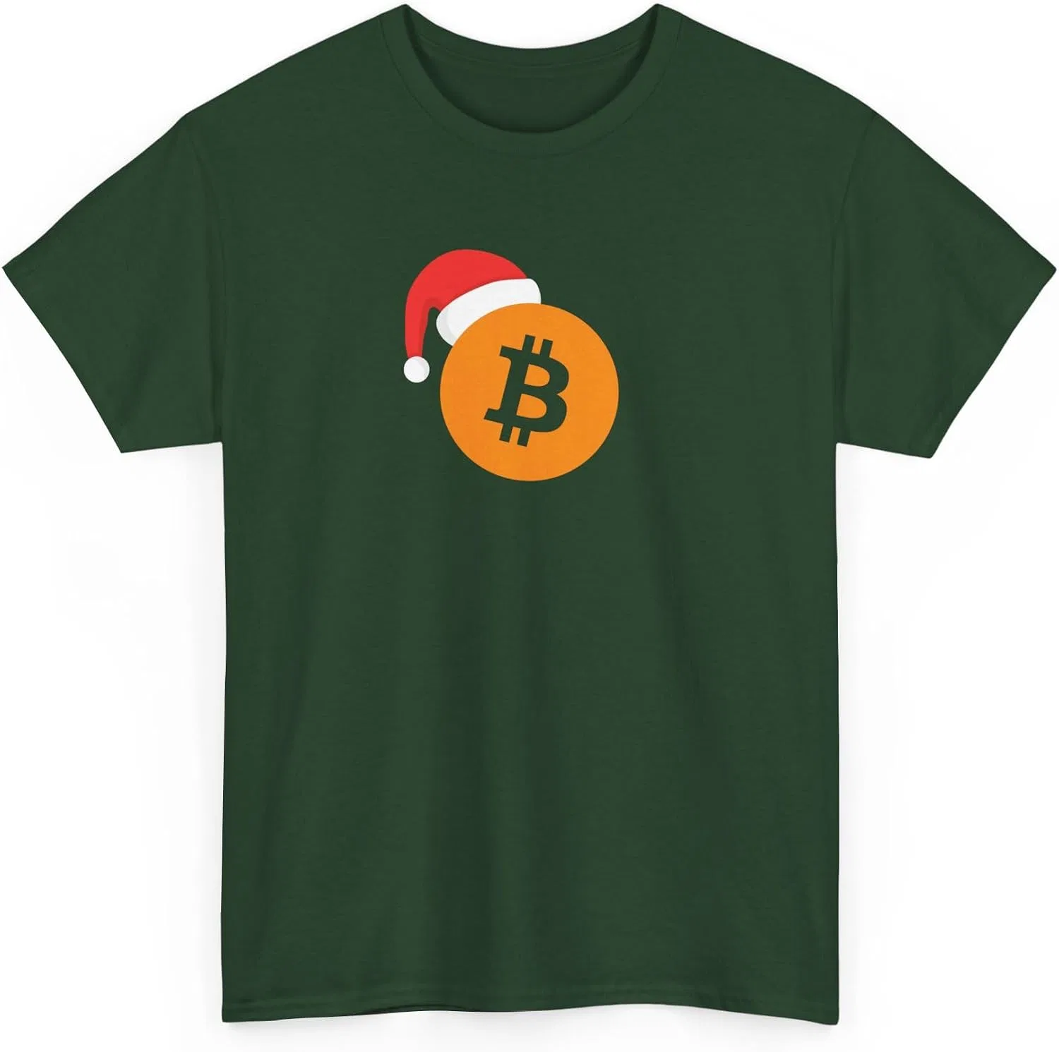 Футболка с принтом Bitcoin Christmas Gildan, Forest Green