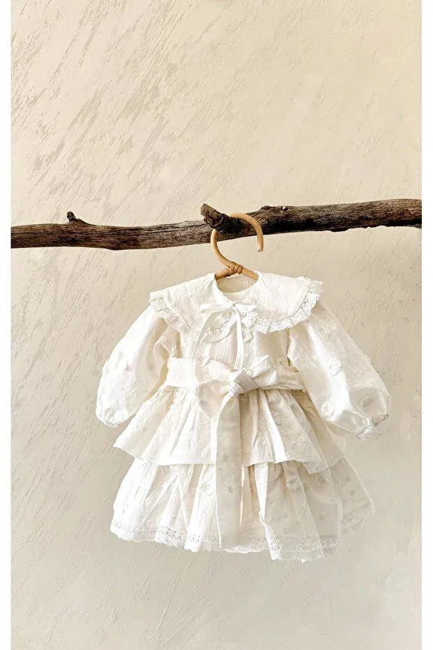 Детский комплект платьев с банданой и воротником Muukh Store, White — фото 3
