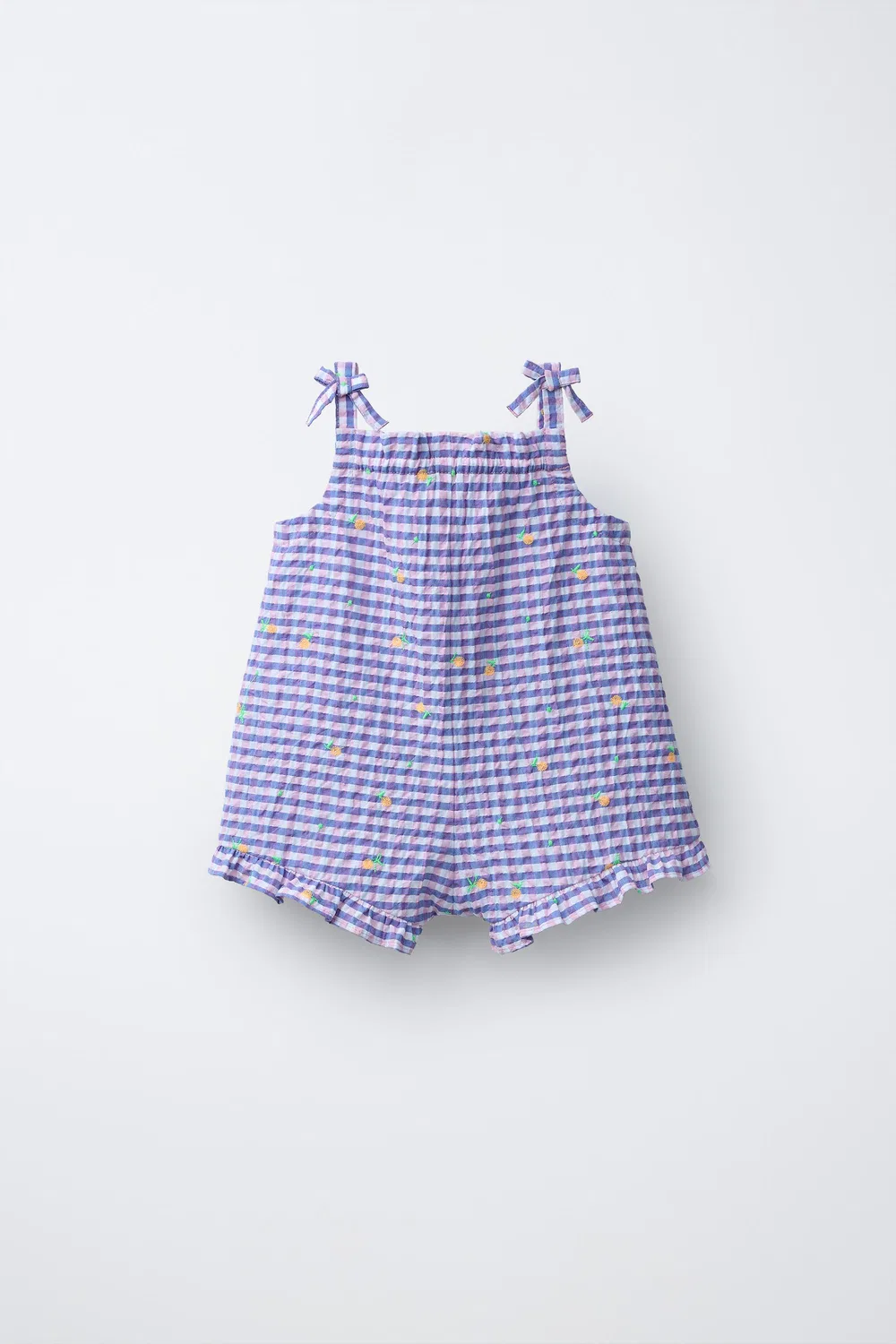 Комбинезон в клетку с вышитыми фруктами ZARA, Bluish