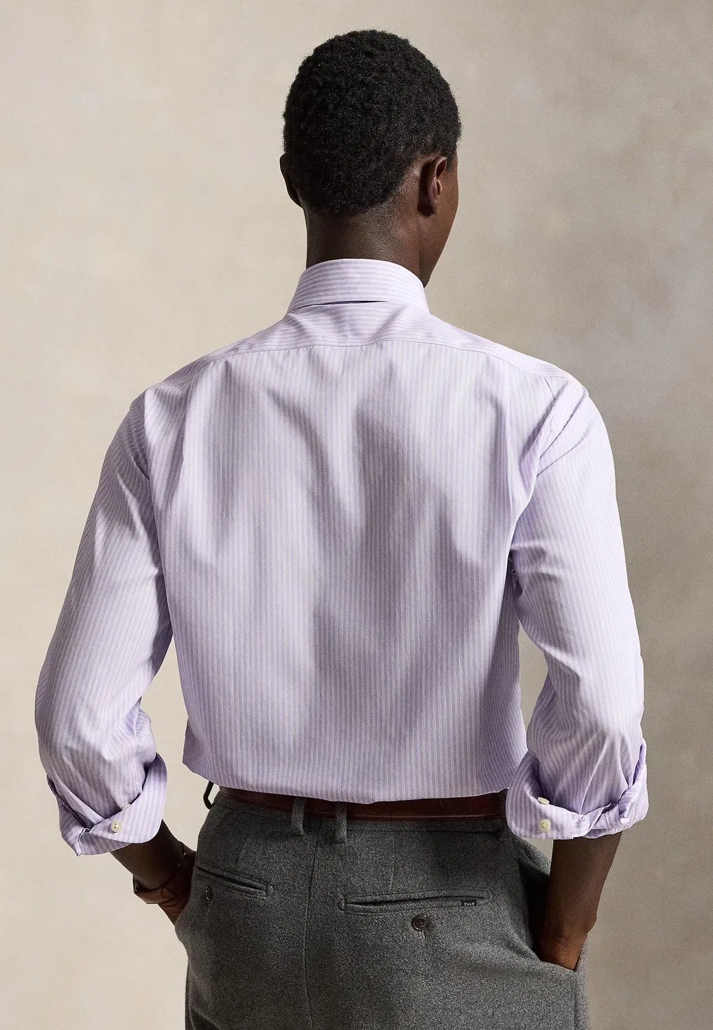 Рубашка из полосатого поплина, сшитая на заказ Polo Ralph Lauren, Powder Purple White — фото 3