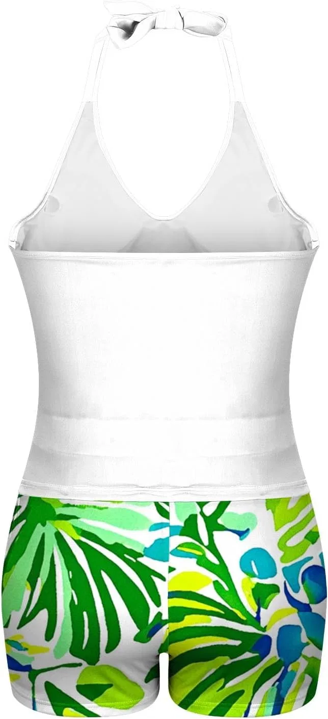 Женский танкини-комплект с шортами градиент Plus Size, White — фото 4