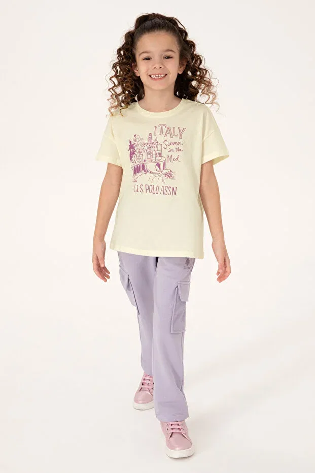 Детская футболка для девочек хлопковая U.S. Polo Assn., Nude Color — фото 2