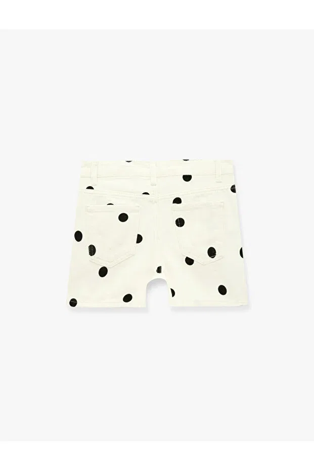 Детские шорты для девочек джинсовые в горошек Koton, Ecru Patterned — фото 4