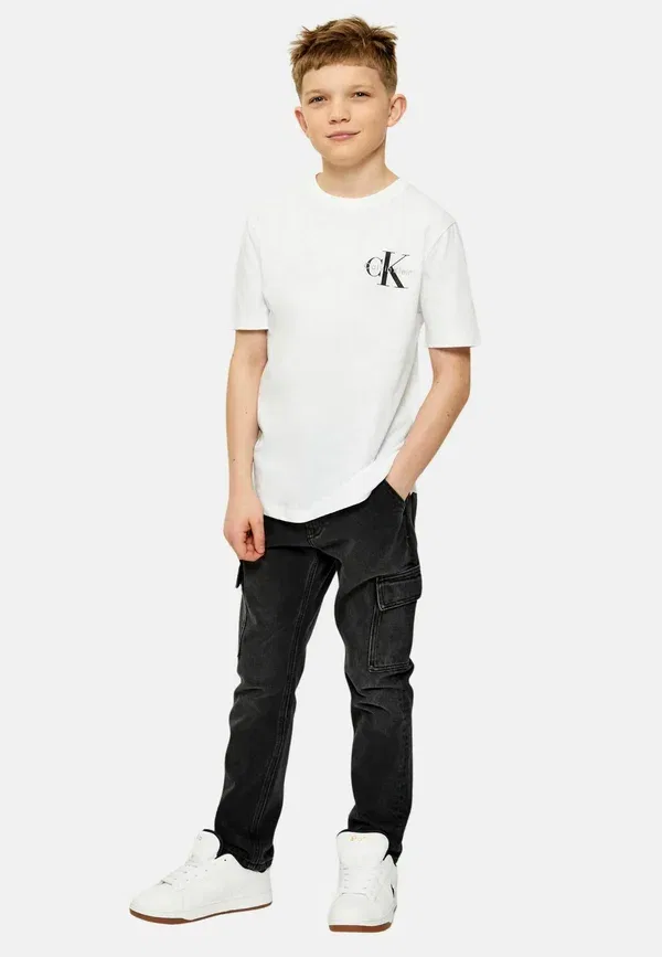Футболка с монологотипом на груди, короткий крой - футболка с принтом Calvin Klein Jeans, белый