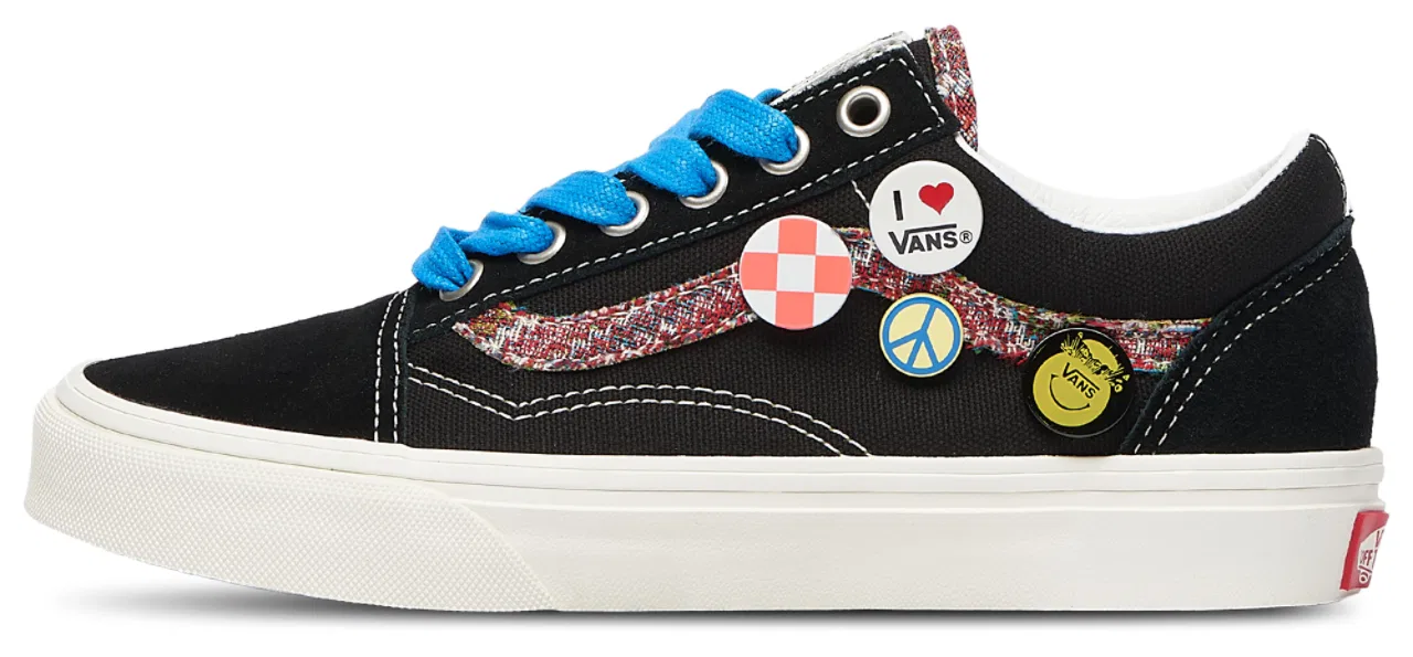 Детские кеды для мальчиков с канвасом и замшей Old Skool Vans, White/Black — фото 3