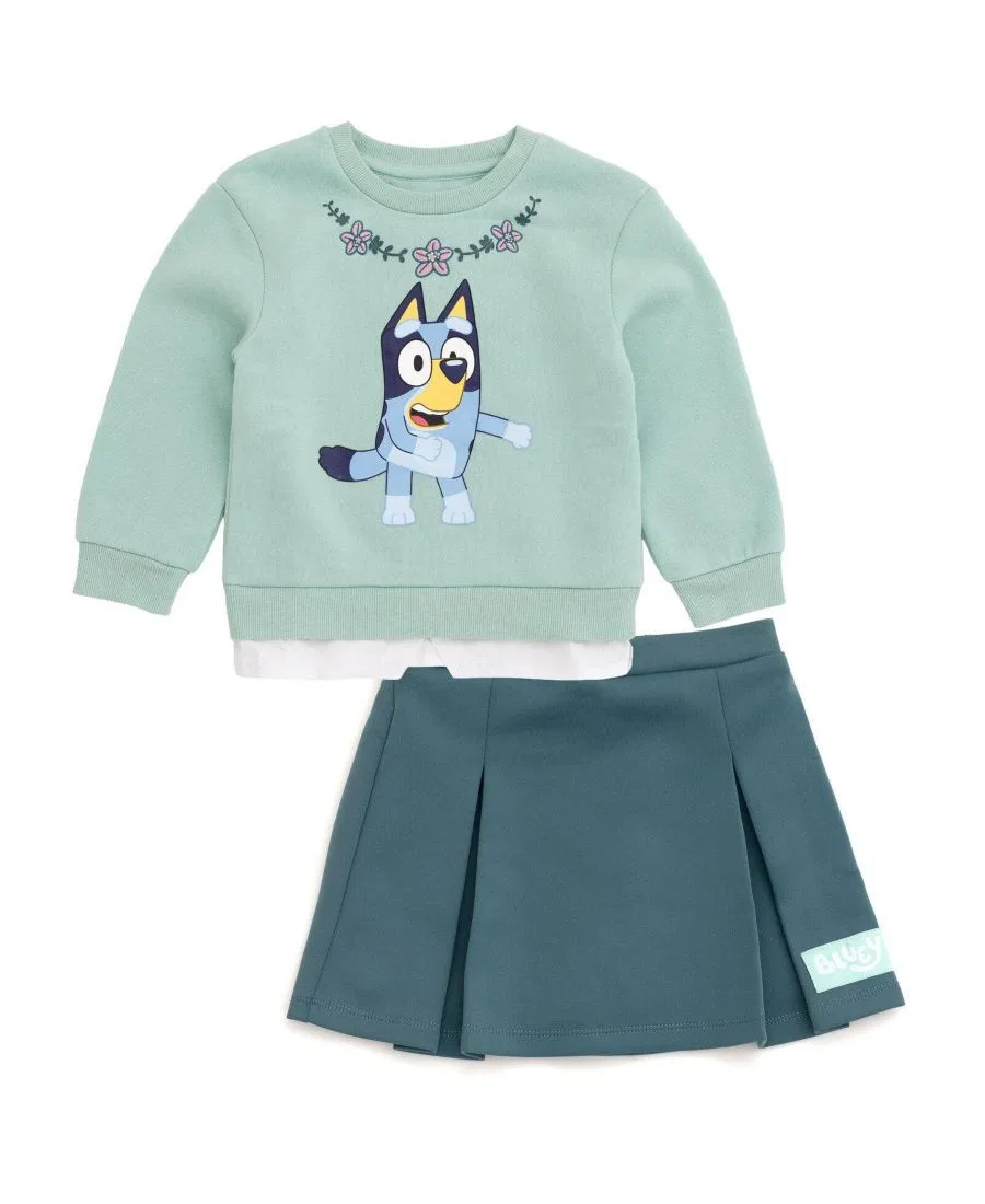 Комплект из свитшота и юбки с принтом Bluey Bluey, Teal And Mint