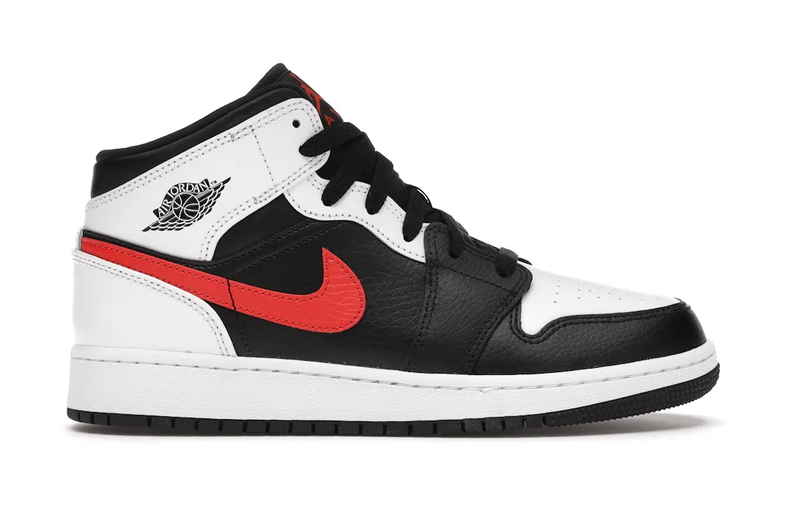 Детские кроссовки Lifestyle с кожаным верхом Jordan 1 Mid Jordan, Black/Chile Red-White