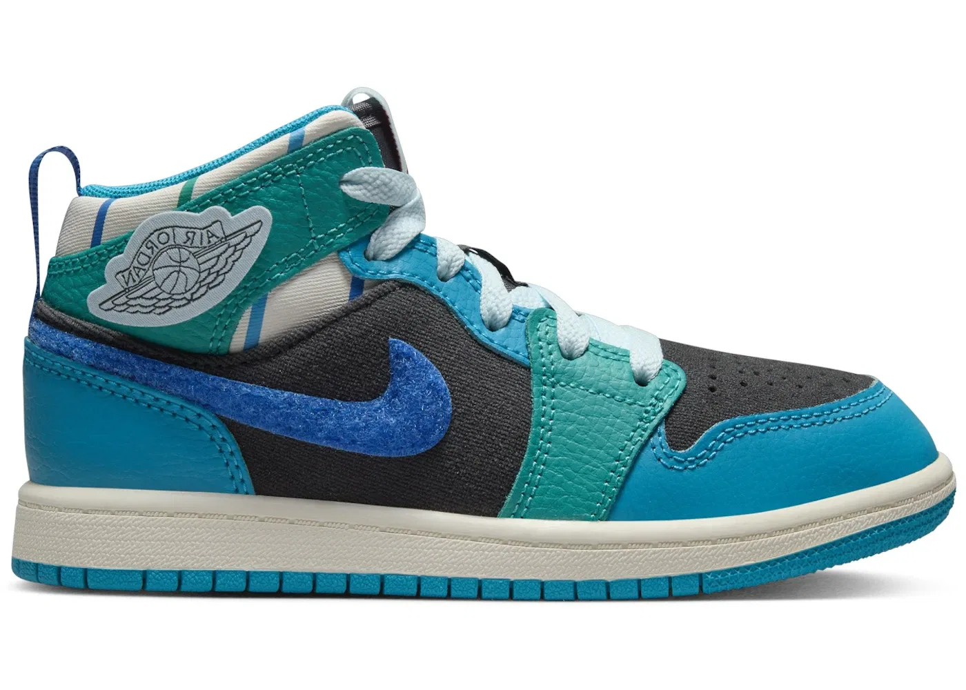 Детские кроссовки Lifestyle Jordan 1 Mid Jordan, Anthracite/Aquatone/New Emerald/Glacier Blue