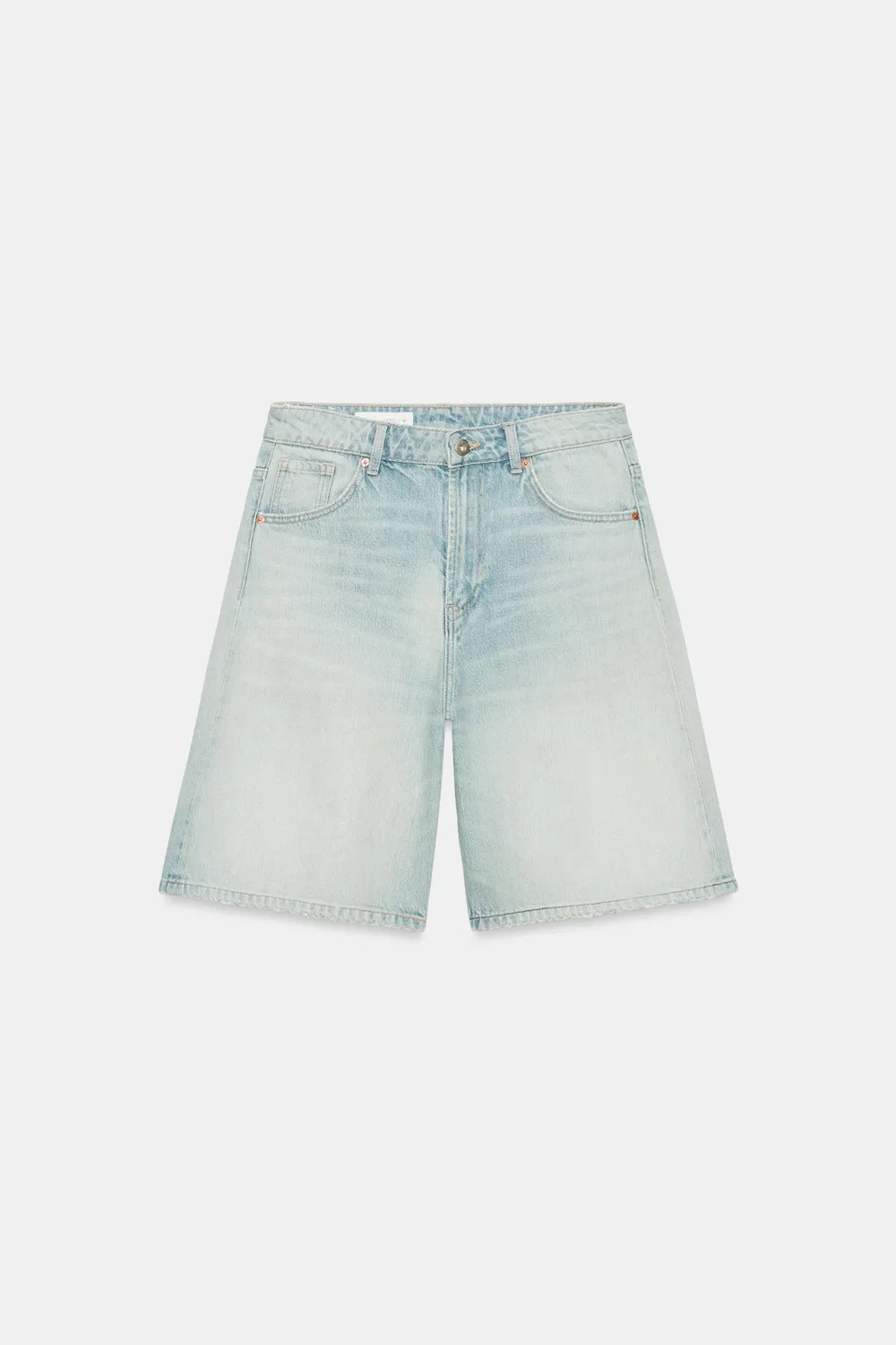 Джинсовые шорты-бермуды средней посадки TRF ZARA, Light blue — фото 3