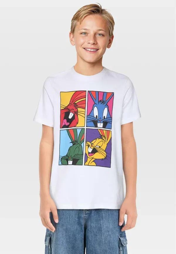 Комплект из 2 футболок с капюшоном Bugs Bunny Mister Tee, white heathergrey, белый/серый — фото 2